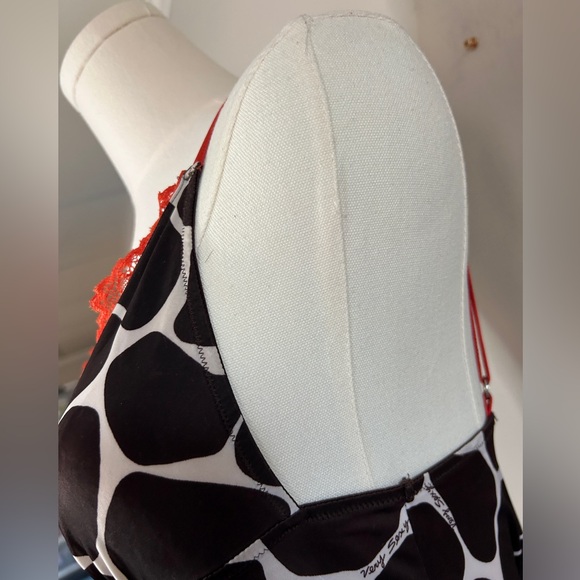 VICTORIAS SECRET Y2K Babydoll Lace Trim Animal Print V Sexy Slip Chemise Small - Picture 9 of 15